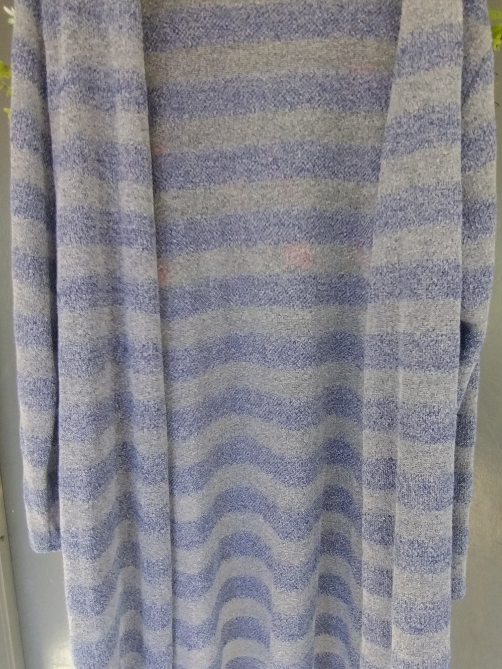 Striped Blue and Gray Women's Sweater Cardigan